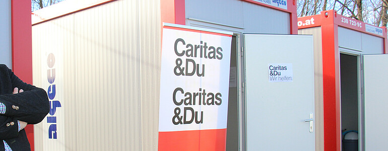 Schlafcontainer im Caritas Zufluchtsdorf in Eisenstadt